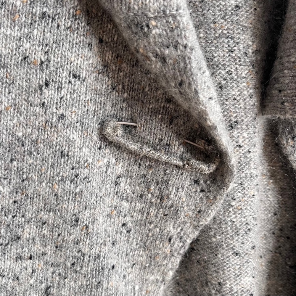 Eileen Fisher Wool Mohair Open Front Cardigan Sweater Shawl Collar Soft Gray S - Picture 4 of 9